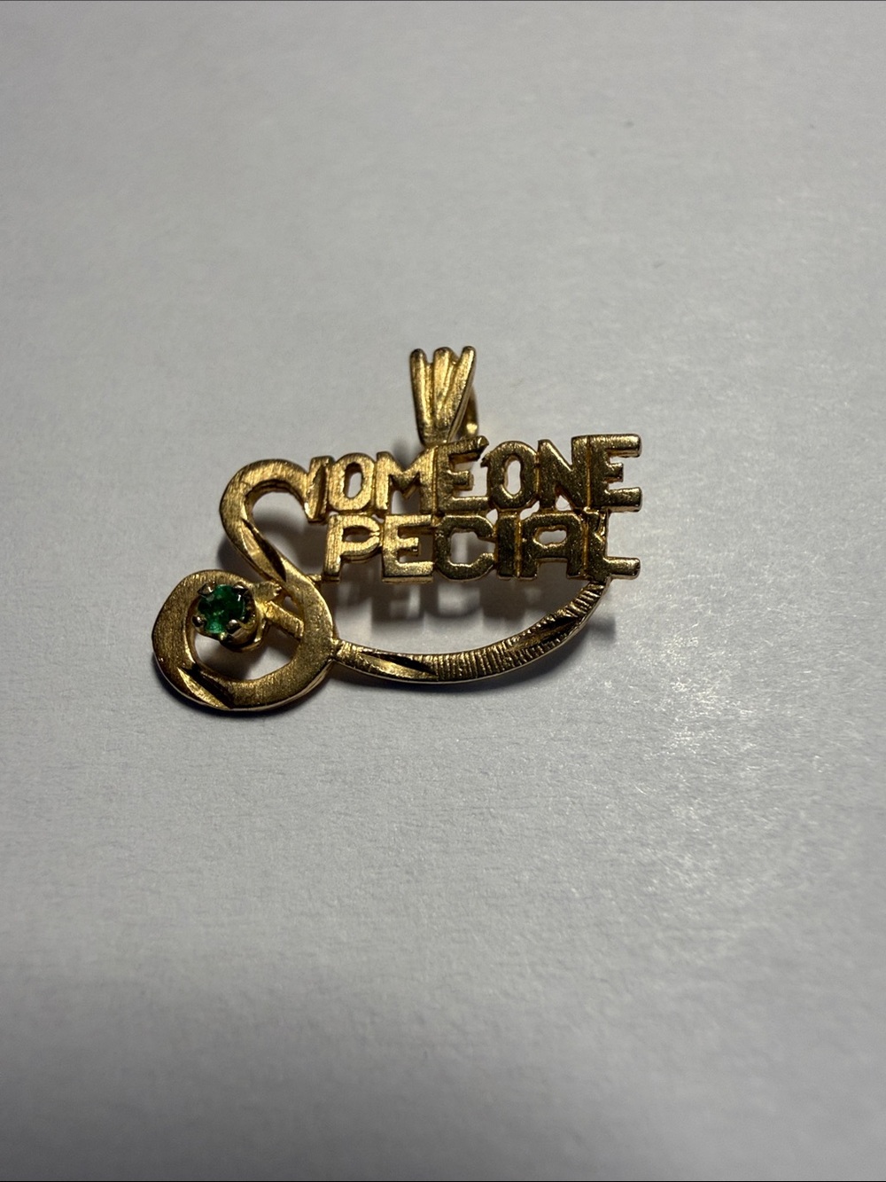 Someone Special Gold-Tone Pendant with Green Stone